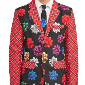 Christmas Bows Ugly Blazer Jacket & Tie Set Large
